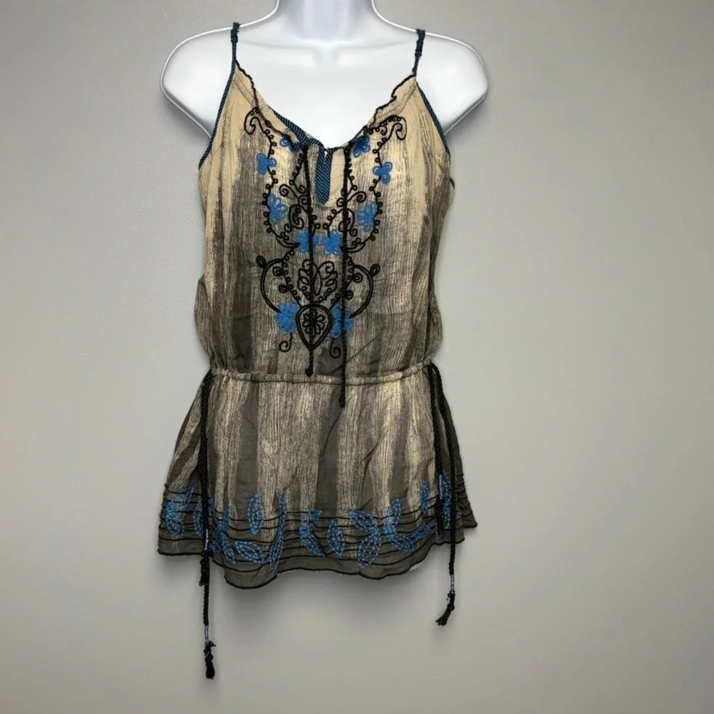 Free‎ People Vampire Diaries Boho Whimsigoth Tunic Y2K Festival Embroider Sz 4